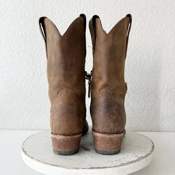 Lane PLAIN JANE Midi Boots Womens Cowboy 8 Western Brown Leather Short Ankle - Picture 4 of 12